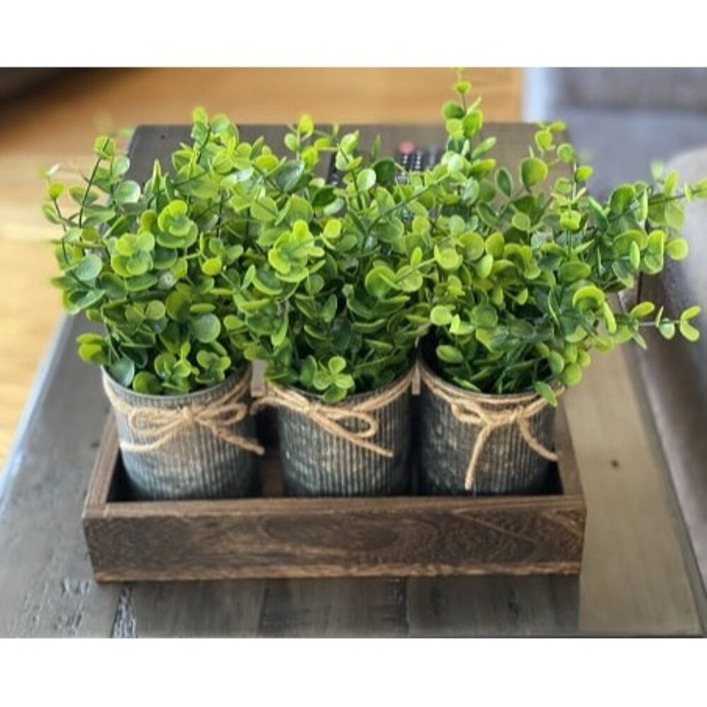 New Centerpiece Table Decorations Coffee Table Decor Wood Tray 3 Galvanized - Picture 2 of 2